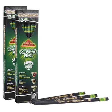 Tri-Conderoga 3-Sided Pencils With Sharpener, PK24, 24PK